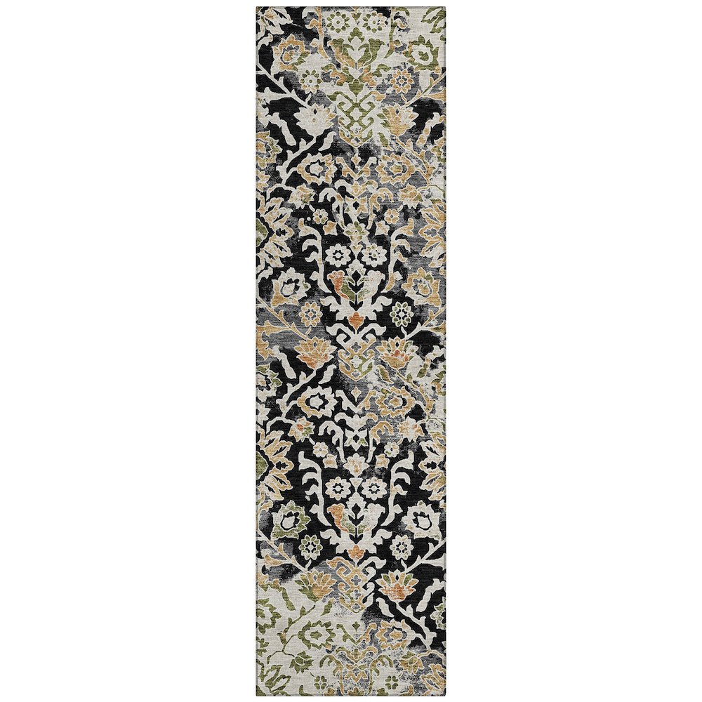 Machine Washable Indoor/Outdoor Chantille ACN2584 Black 2'3" x 7'6" Runner Rug. Picture 1