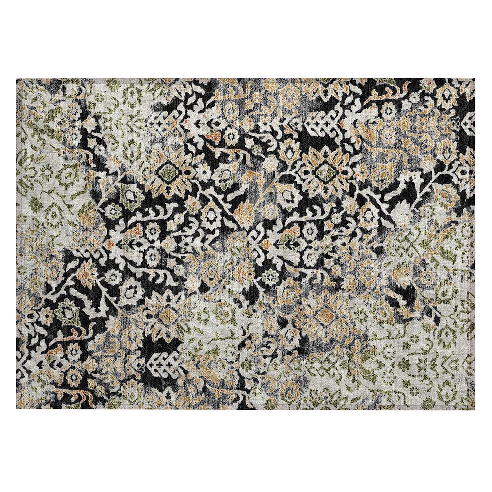 Machine Washable Indoor/Outdoor Chantille ACN2584 Black 1'8" x 2'6" Rug. Picture 1