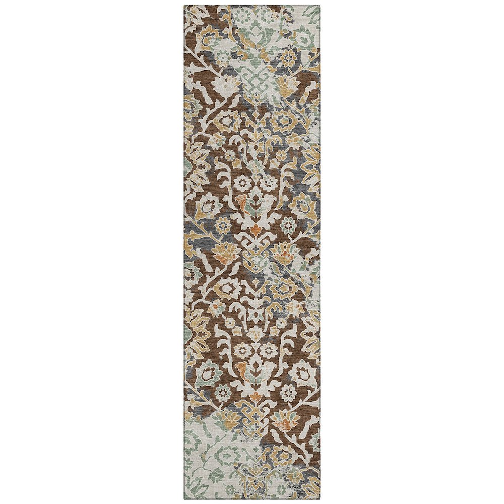 Machine Washable Indoor/Outdoor Chantille ACN2584 Brown 2'3" x 7'6" Runner Rug. Picture 1