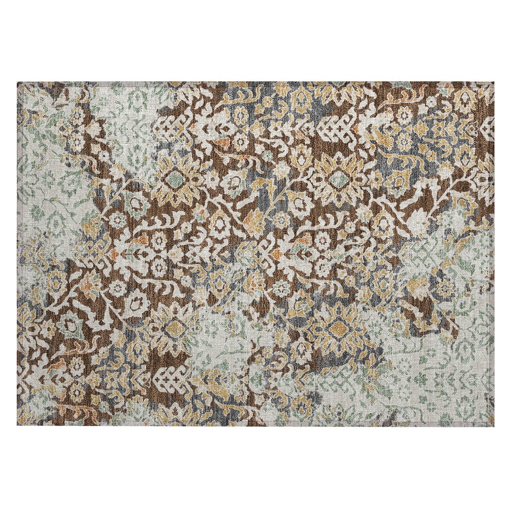 Machine Washable Indoor/Outdoor Chantille ACN2584 Brown 1'8" x 2'6" Rug. Picture 1