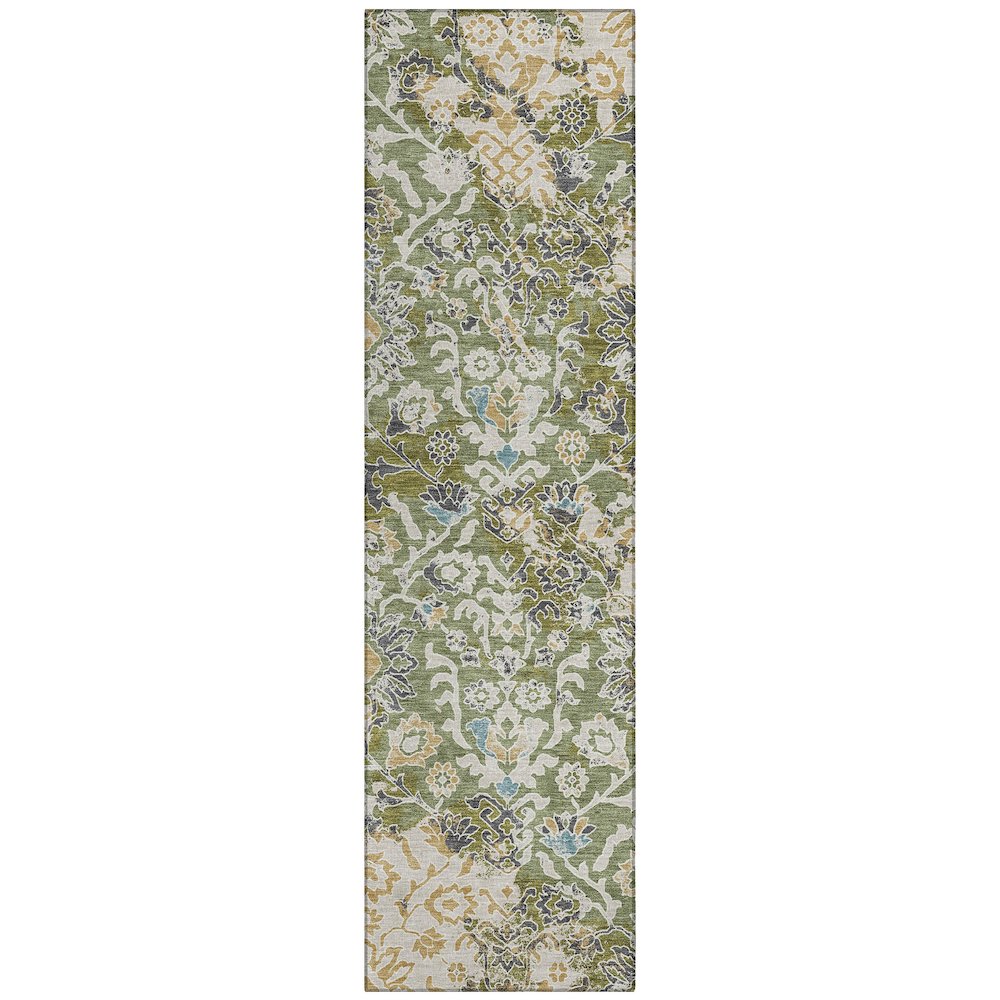 Machine Washable Indoor/Outdoor Chantille ACN2584 Green 2'3" x 7'6" Runner Rug. Picture 1