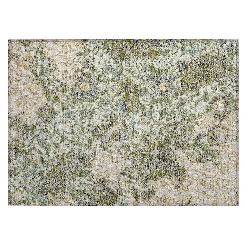 Machine Washable Indoor/Outdoor Chantille ACN2584 Green 1'8" x 2'6" Rug. Picture 1