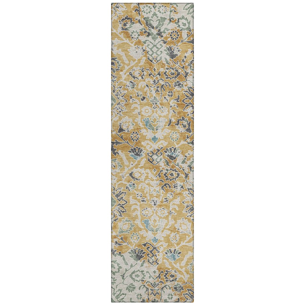 Machine Washable Indoor/Outdoor Chantille ACN2584 Gold 2'3" x 7'6" Runner Rug. Picture 1