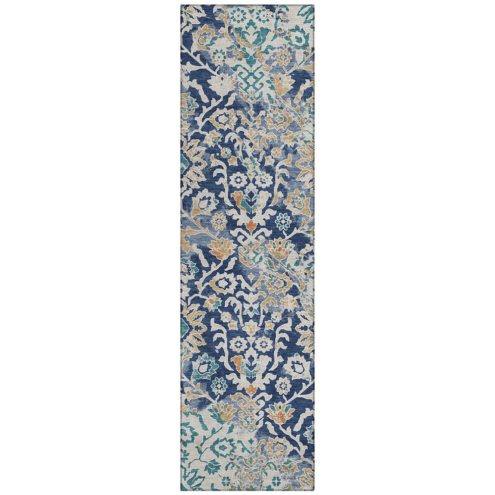 Machine Washable Indoor/Outdoor Chantille ACN2584 Blue 2'3" x 7'6" Runner Rug. Picture 1