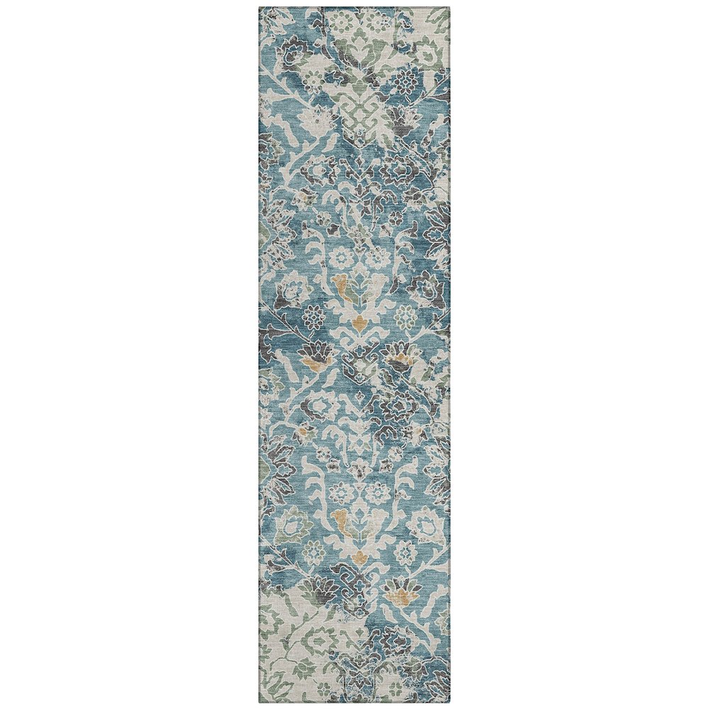 Machine Washable Indoor/Outdoor Chantille ACN2584 Teal 2'3" x 7'6" Runner Rug. Picture 1
