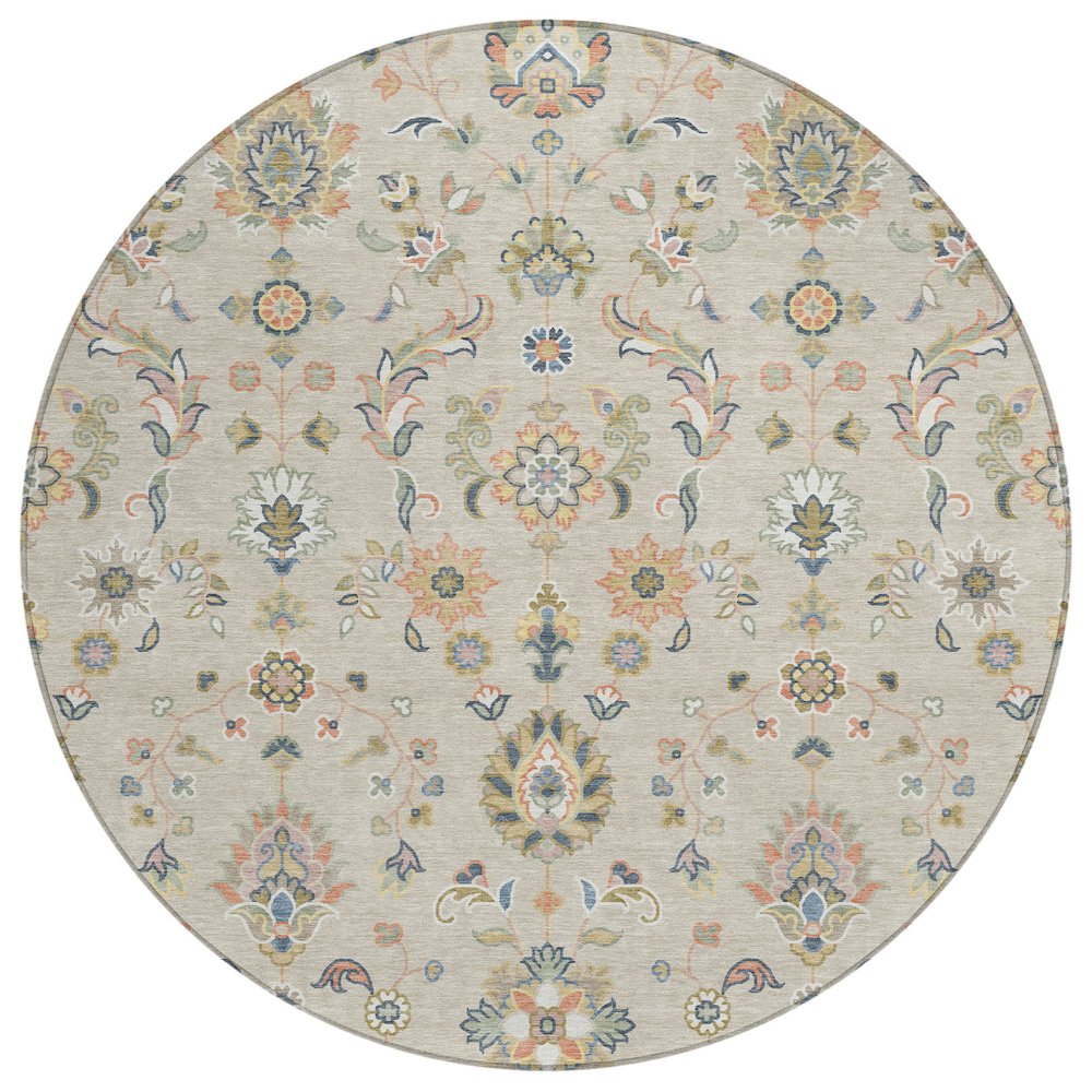 Machine Washable Indoor/Outdoor Chantille ACN2585 Brown 8' x 8' Round Rug. Picture 1