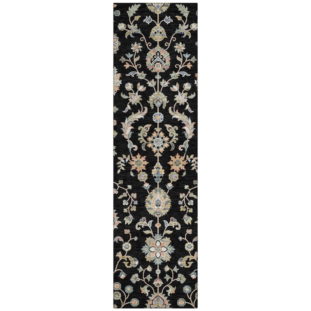 Machine Washable Indoor/Outdoor Chantille ACN2585 Black 2'3" x 7'6" Runner Rug. Picture 1