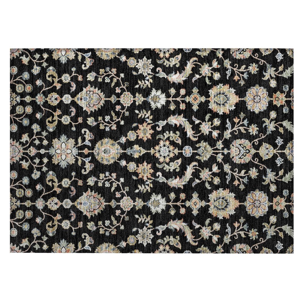 Machine Washable Indoor/Outdoor Chantille ACN2585 Black 1'8" x 2'6" Rug. Picture 1