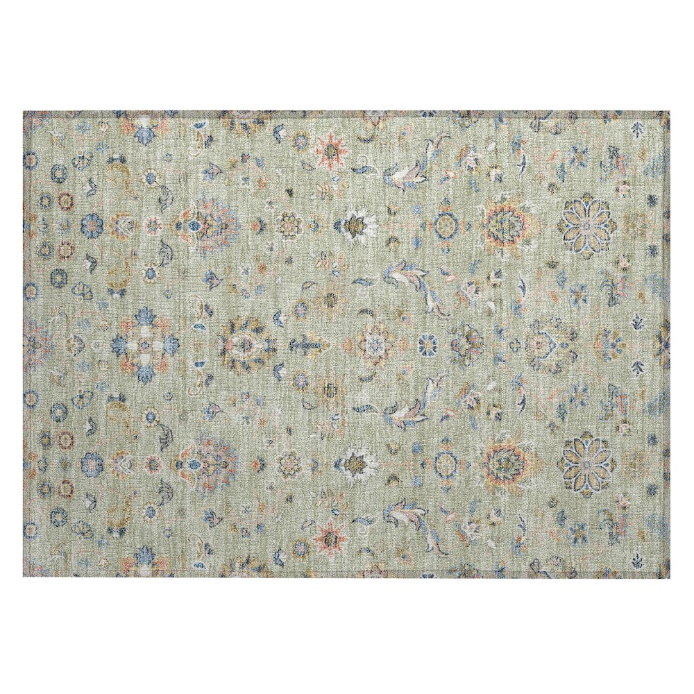Machine Washable Indoor/Outdoor Chantille ACN2585 Green 1'8" x 2'6" Rug. Picture 1