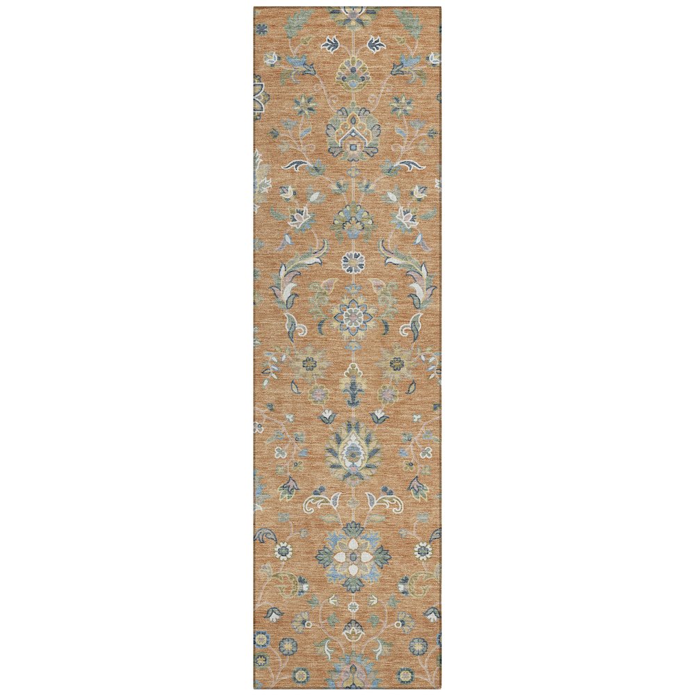 Machine Washable Indoor/Outdoor Chantille ACN2585 Orange 2'3" x 7'6" Runner Rug. Picture 1
