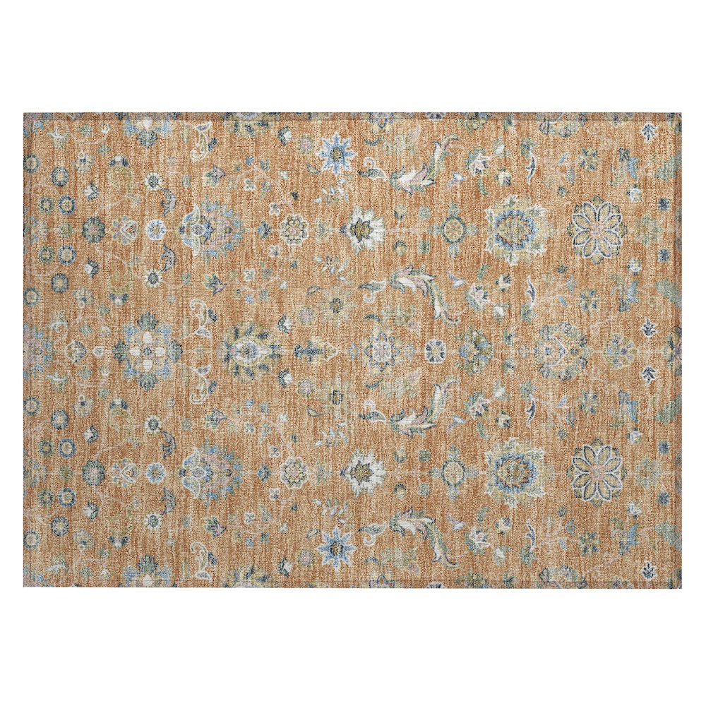 Machine Washable Indoor/Outdoor Chantille ACN2585 Orange 1'8" x 2'6" Rug. Picture 1