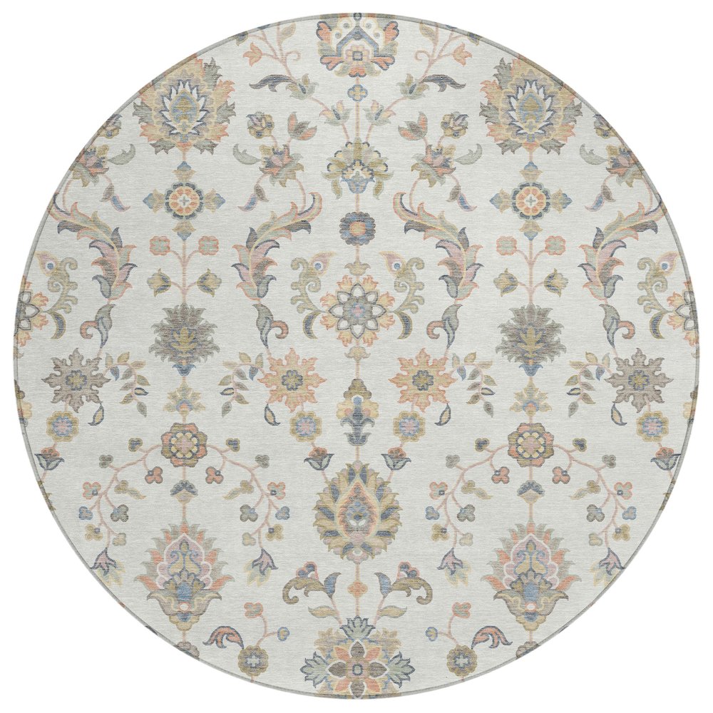 Machine Washable Indoor/Outdoor Chantille ACN2585 Ivory 8' x 8' Round Rug. Picture 1
