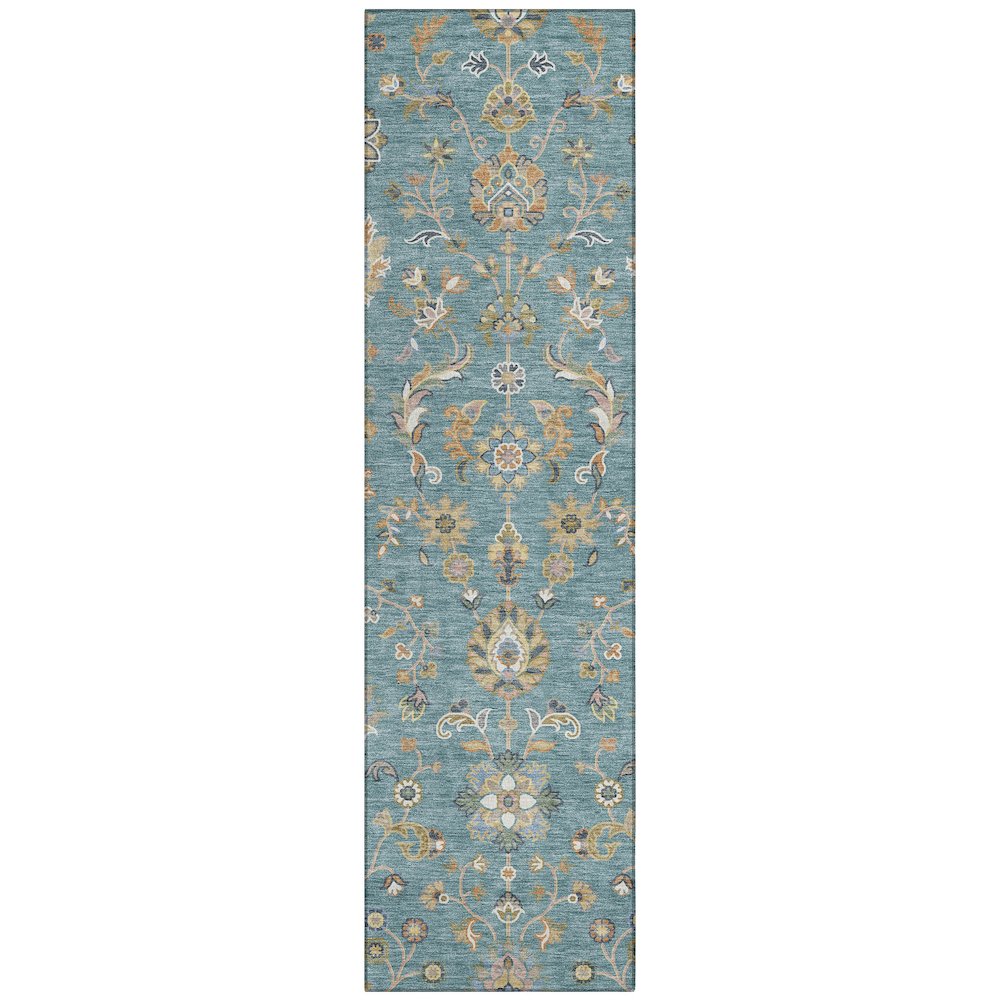 Machine Washable Indoor/Outdoor Chantille ACN2585 Teal 2'3" x 7'6" Runner Rug. Picture 1
