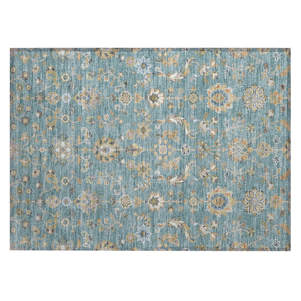 Machine Washable Indoor/Outdoor Chantille ACN2585 Teal 1'8" x 2'6" Rug. Picture 1