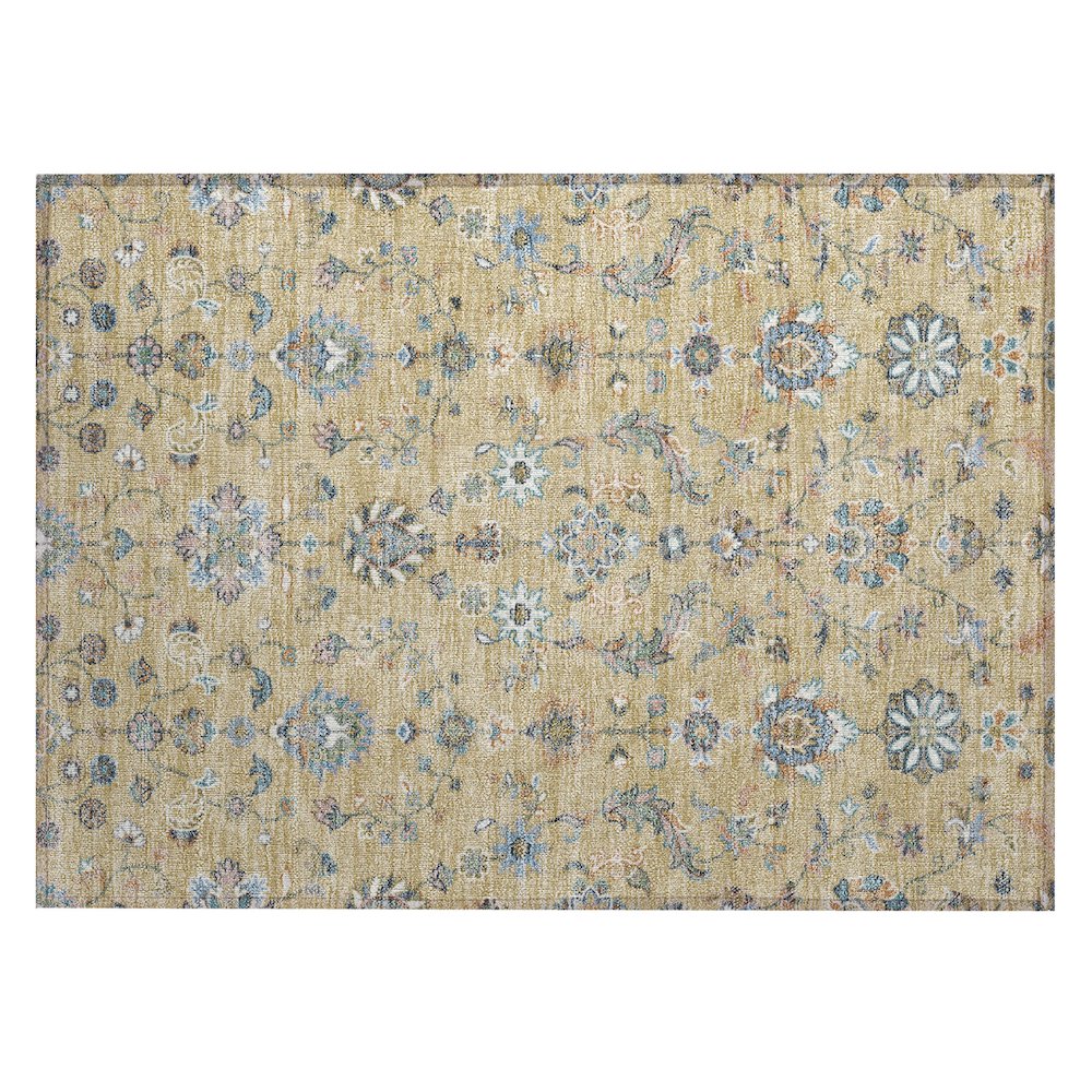 Machine Washable Indoor/Outdoor Chantille ACN2585 Gold 1'8" x 2'6" Rug. Picture 1