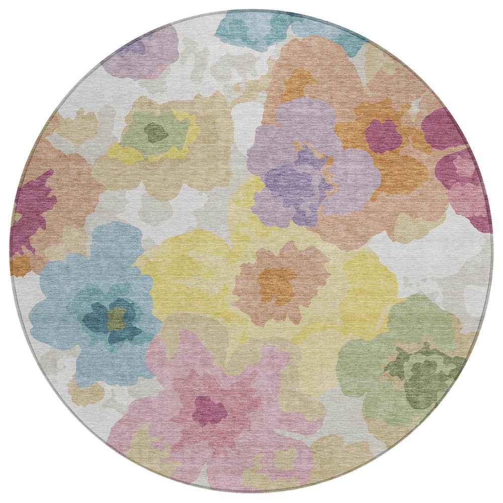Machine Washable Indoor/Outdoor Chantille ACN2586 Brown 8' x 8' Round Rug. Picture 1