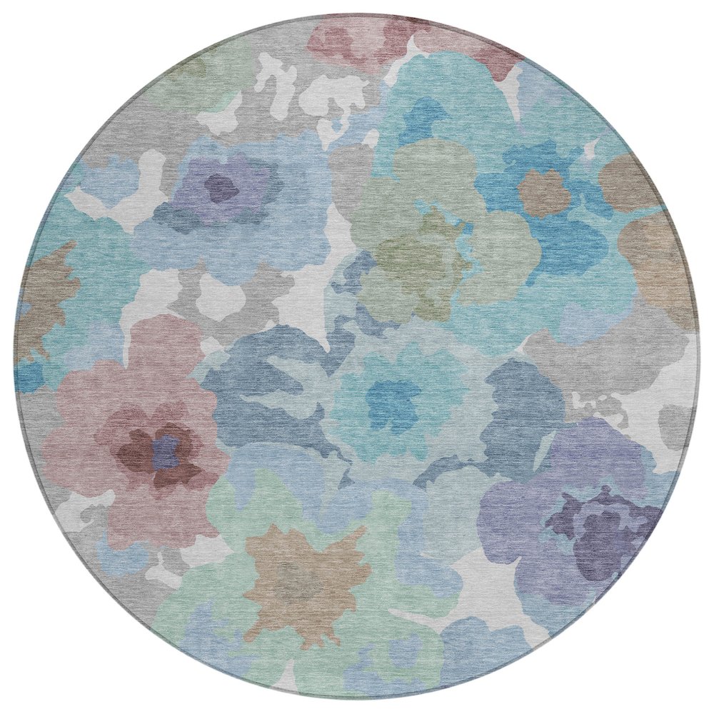 Machine Washable Indoor/Outdoor Chantille ACN2586 Gray 8' x 8' Round Rug. Picture 1