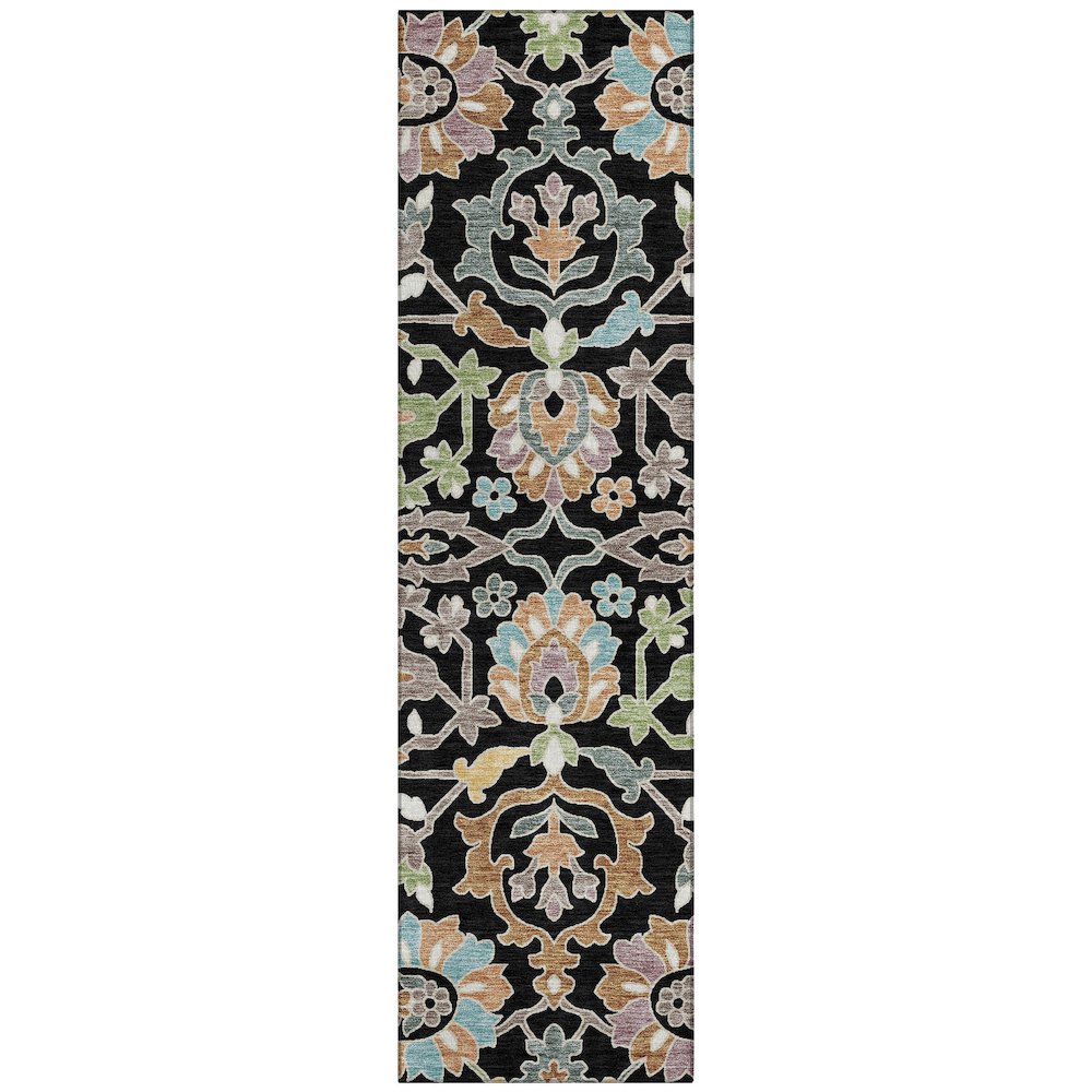 Machine Washable Indoor/Outdoor Chantille ACN2587 Black 2'3" x 7'6" Runner Rug. Picture 1