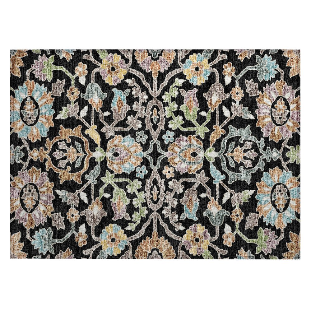Machine Washable Indoor/Outdoor Chantille ACN2587 Black 1'8" x 2'6" Rug. Picture 1