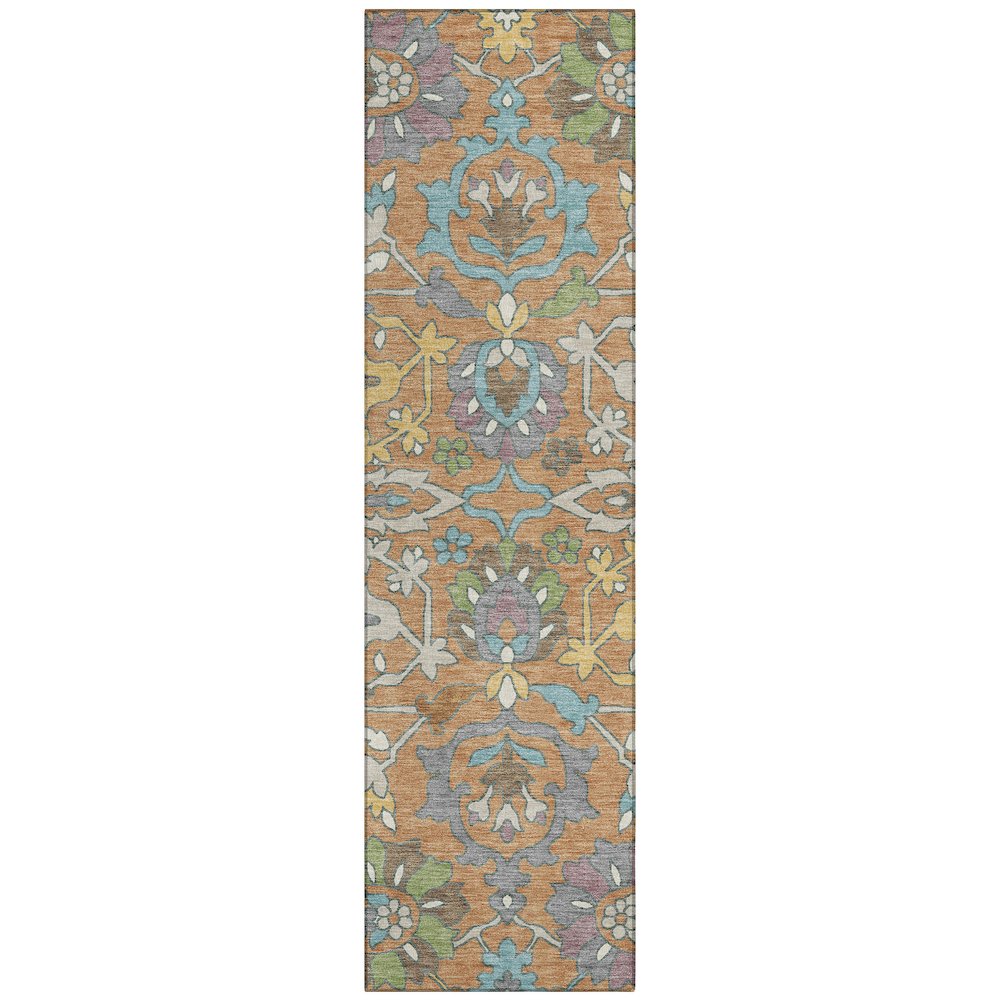 Machine Washable Indoor/Outdoor Chantille ACN2587 Orange 2'3" x 7'6" Runner Rug. Picture 1