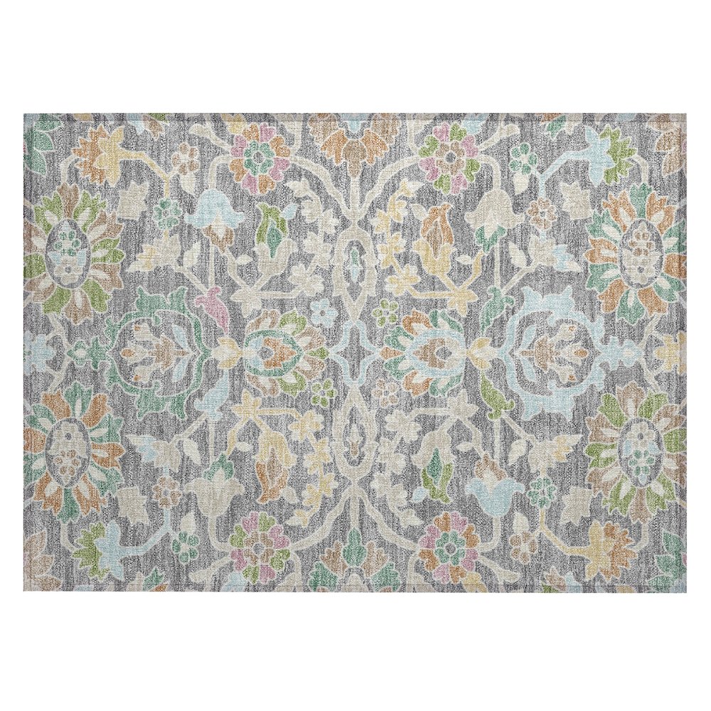 Machine Washable Indoor/Outdoor Chantille ACN2587 Gray 1'8" x 2'6" Rug. Picture 1