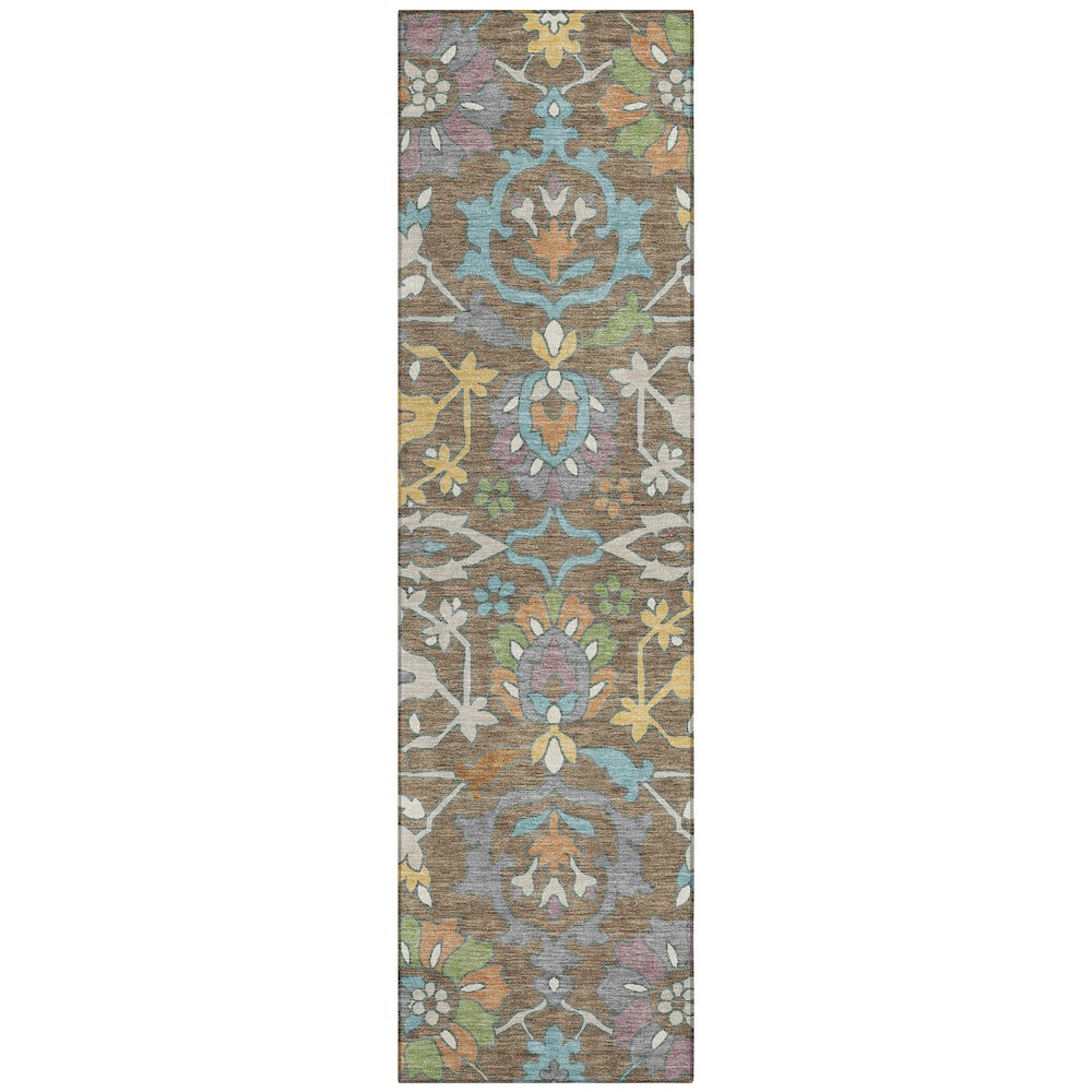 Machine Washable Indoor/Outdoor Chantille ACN2587 Brown 2'3" x 7'6" Runner Rug. Picture 1