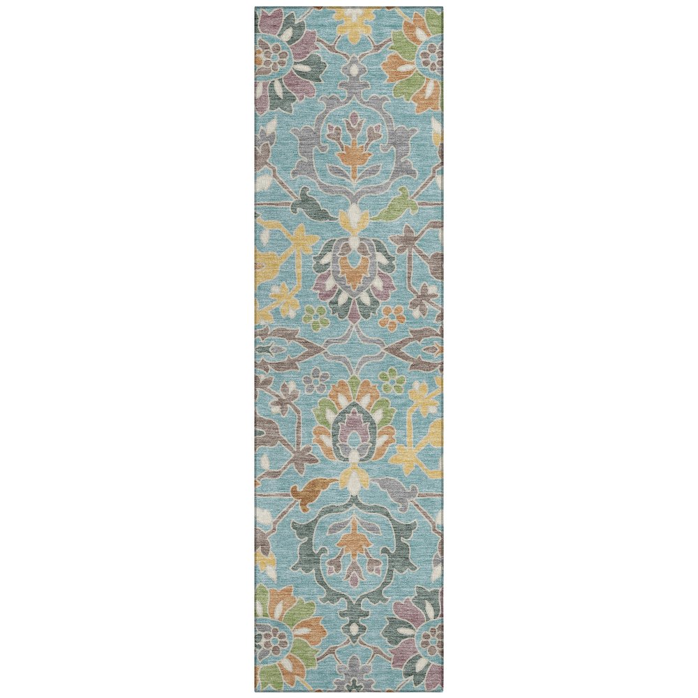 Machine Washable Indoor/Outdoor Chantille ACN2587 Teal 2'3" x 7'6" Runner Rug. Picture 1