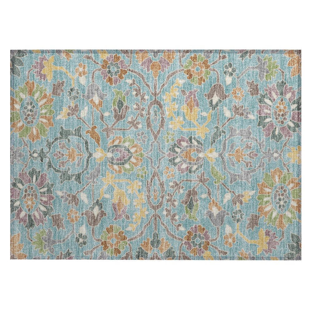 Machine Washable Indoor/Outdoor Chantille ACN2587 Teal 1'8" x 2'6" Rug. Picture 1