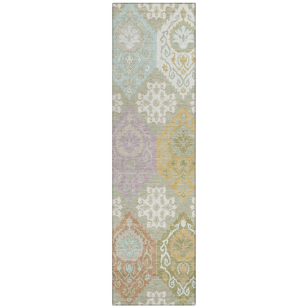 Machine Washable Indoor/Outdoor Chantille ACN2588 Green 2'3" x 7'6" Runner Rug. Picture 1