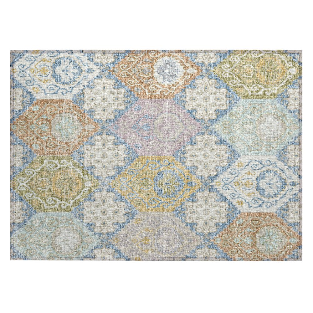 Machine Washable Indoor/Outdoor Chantille ACN2588 Blue 1'8" x 2'6" Rug. Picture 1