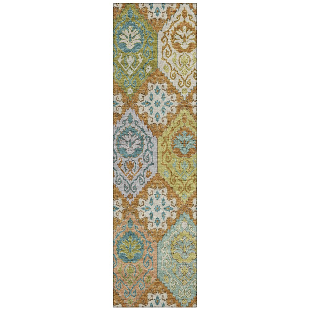 Machine Washable Indoor/Outdoor Chantille ACN2588 Orange 2'3" x 7'6" Runner Rug. Picture 1