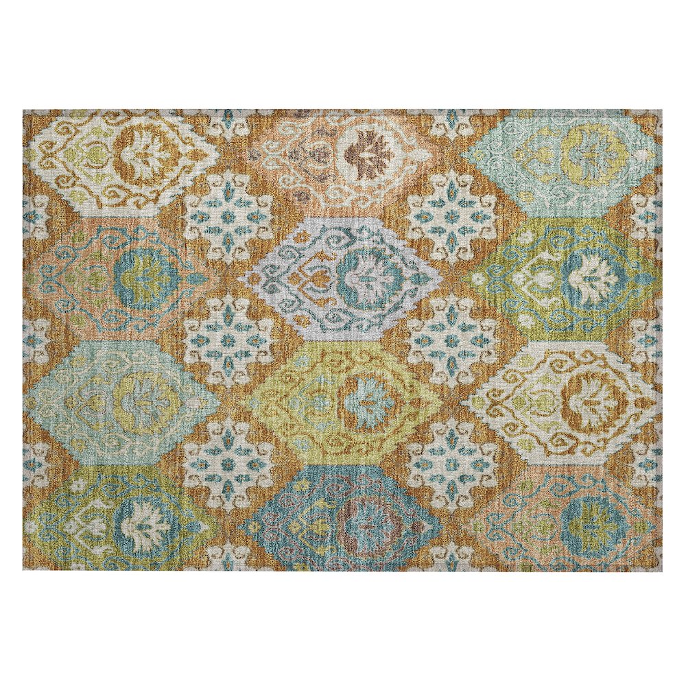 Machine Washable Indoor/Outdoor Chantille ACN2588 Orange 1'8" x 2'6" Rug. Picture 1