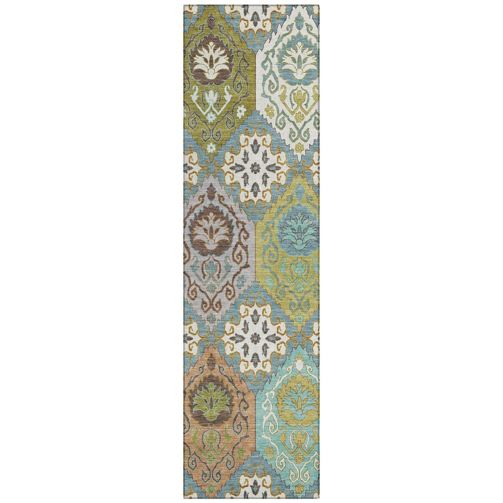 Machine Washable Indoor/Outdoor Chantille ACN2588 Teal 2'3" x 7'6" Runner Rug. Picture 1