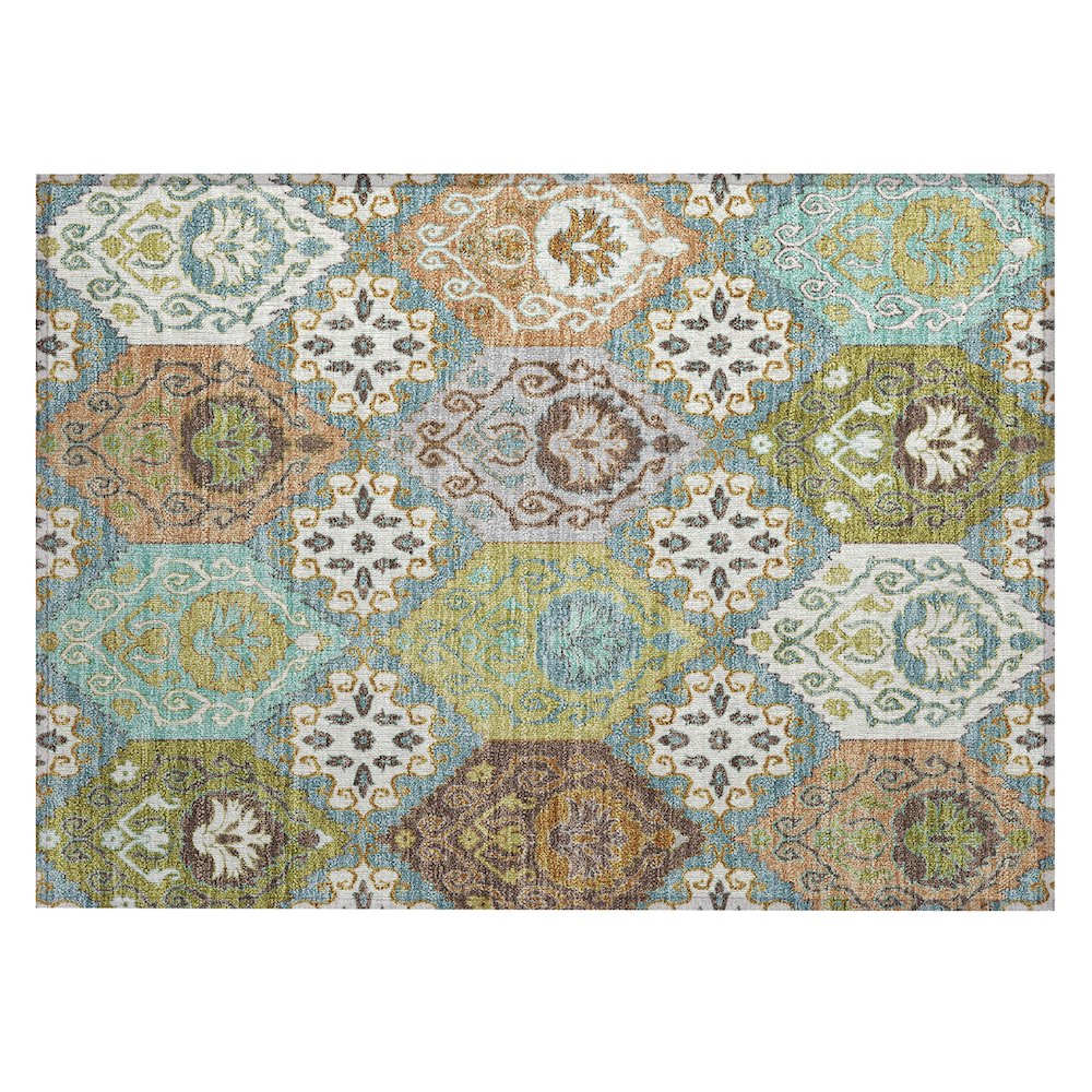 Machine Washable Indoor/Outdoor Chantille ACN2588 Teal 1'8" x 2'6" Rug. Picture 1