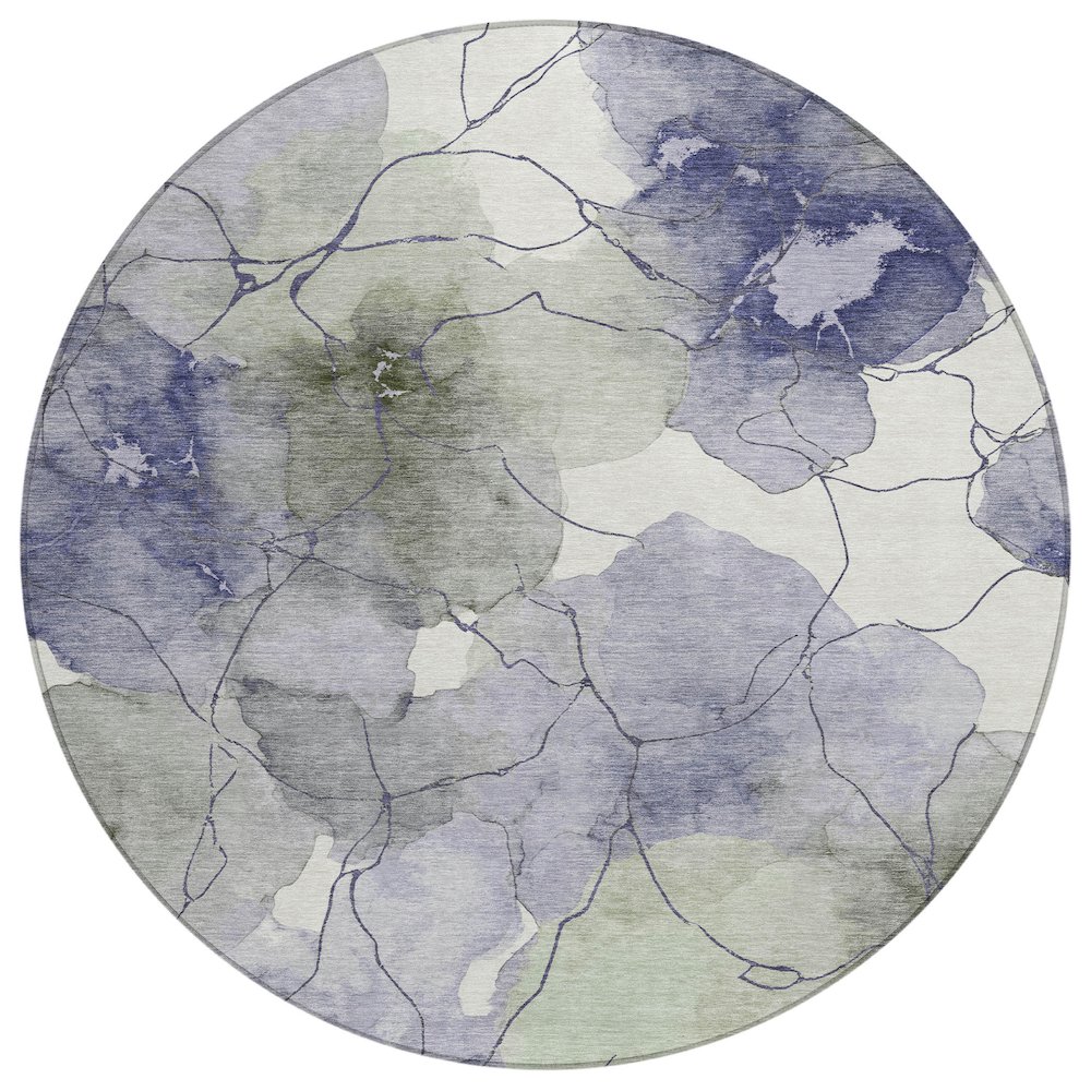 Machine Washable Indoor/Outdoor Chantille ACN2589 Purple 8' x 8' Round Rug. Picture 1