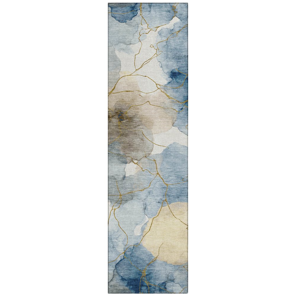 Machine Washable Indoor/Outdoor Chantille ACN2589 Blue 2'3" x 7'6" Runner Rug. Picture 1