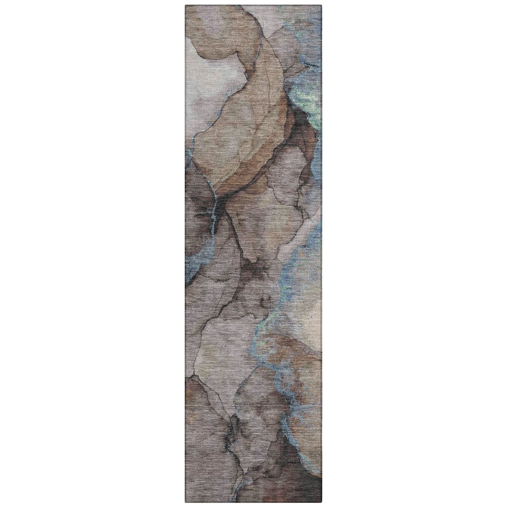 Machine Washable Indoor/Outdoor Chantille ACN2590 Brown 2'3" x 7'6" Runner Rug. Picture 1
