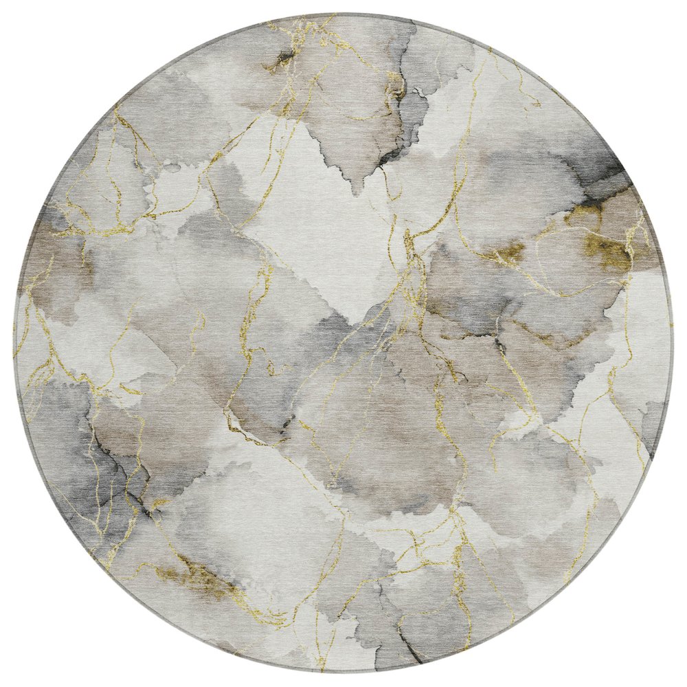 Machine Washable Indoor/Outdoor Chantille ACN2591 Ivory 8' x 8' Round Rug. Picture 1