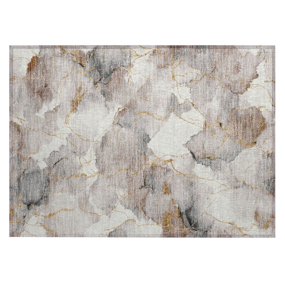 Machine Washable Indoor/Outdoor Chantille ACN2591 Brown 1'8" x 2'6" Rug. Picture 1