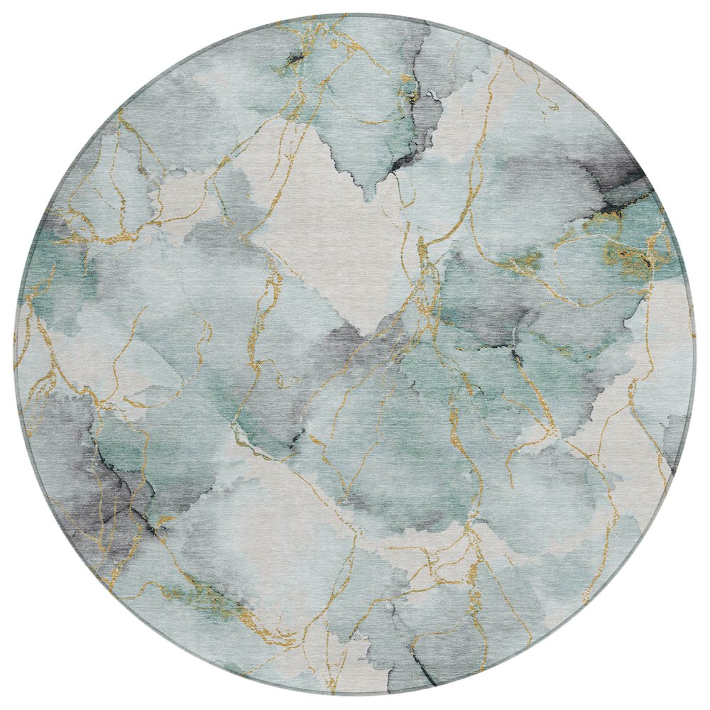 Machine Washable Indoor/Outdoor Chantille ACN2591 Blue 8' x 8' Round Rug. Picture 1