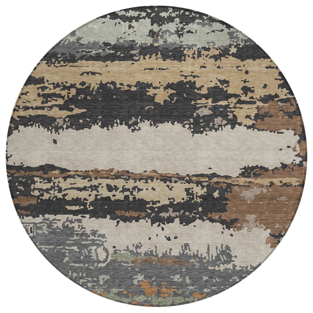 Machine Washable Indoor/Outdoor Chantille ACN2592 Gray 8' x 8' Round Rug. Picture 1