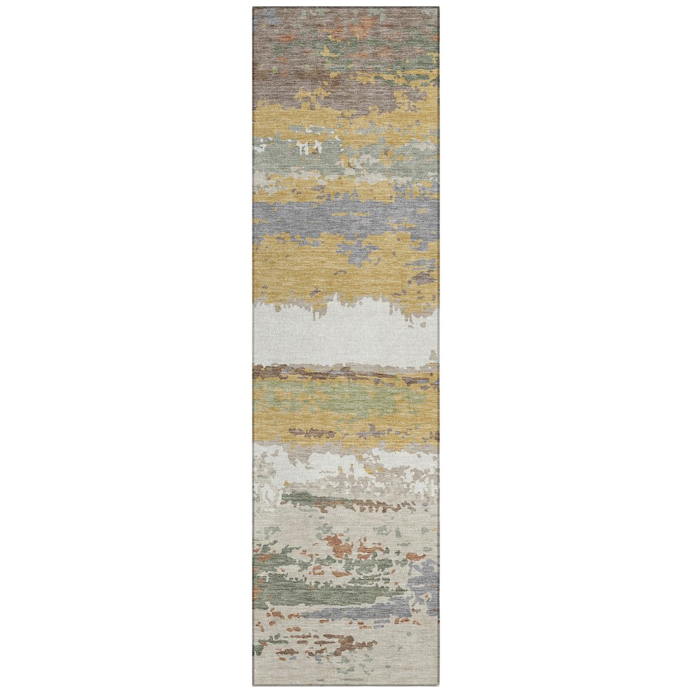 Machine Washable Indoor/Outdoor Chantille ACN2592 Gold 2'3" x 7'6" Runner Rug. Picture 1