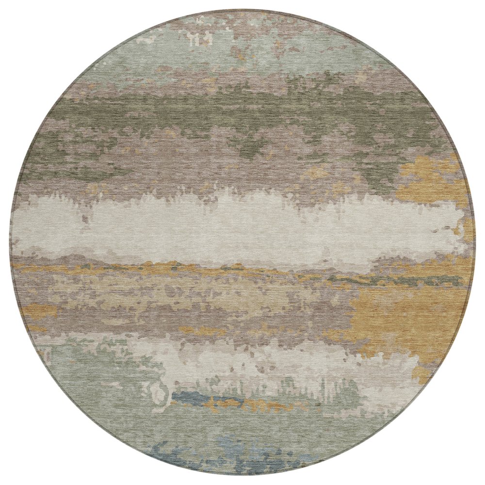 Machine Washable Indoor/Outdoor Chantille ACN2592 Brown 8' x 8' Round Rug. Picture 1