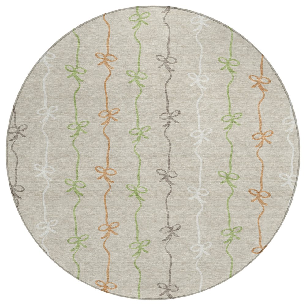 Machine Washable Indoor/Outdoor Chantille ACN2593 Brown 8' x 8' Round Rug. Picture 1