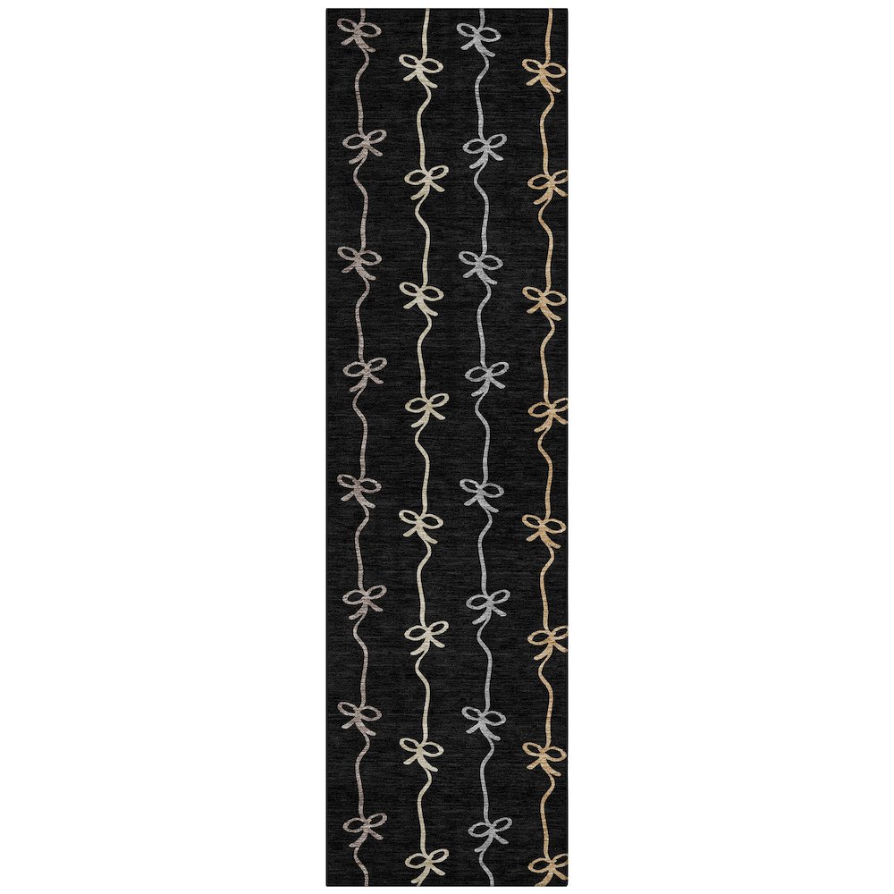 Machine Washable Indoor/Outdoor Chantille ACN2593 Black 2'3" x 7'6" Runner Rug. Picture 1