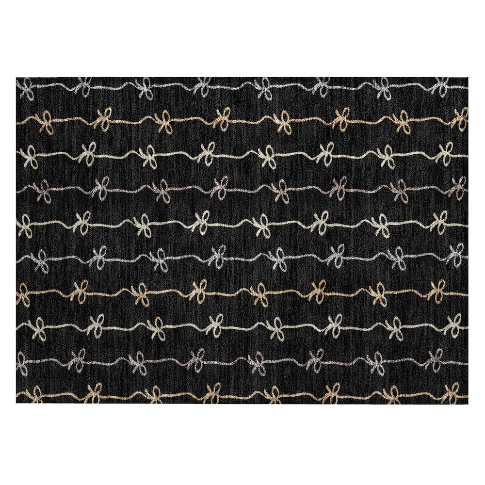 Machine Washable Indoor/Outdoor Chantille ACN2593 Black 1'8" x 2'6" Rug. Picture 1
