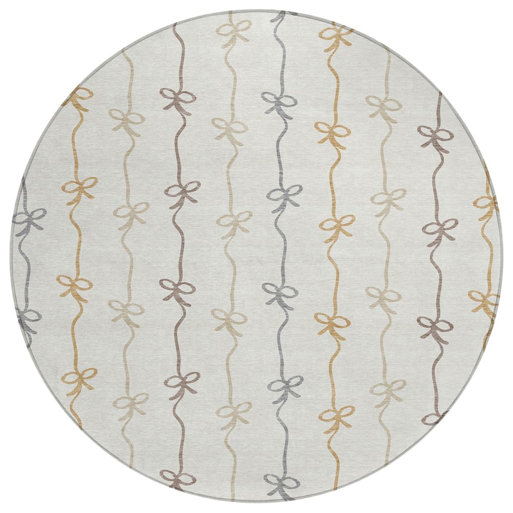Machine Washable Indoor/Outdoor Chantille ACN2593 Ivory 8' x 8' Round Rug. Picture 1