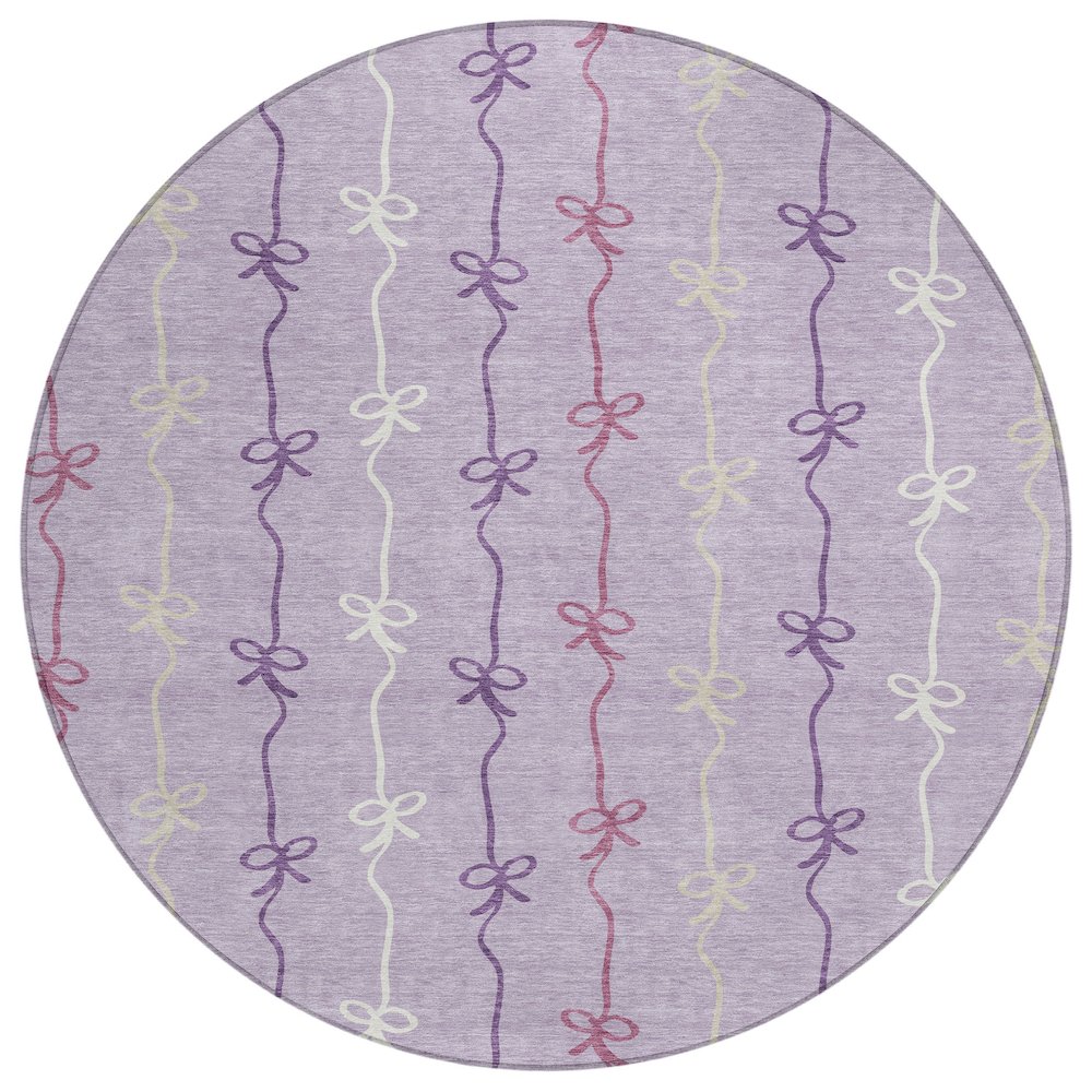 Machine Washable Indoor/Outdoor Chantille ACN2593 Purple 8' x 8' Round Rug. Picture 1