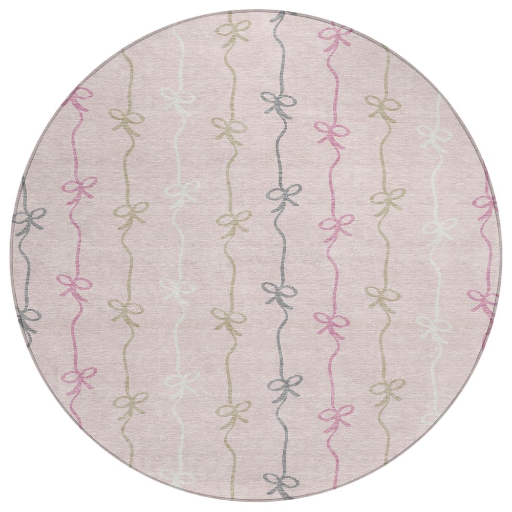 Machine Washable Indoor/Outdoor Chantille ACN2593 Pink 8' x 8' Round Rug. Picture 1