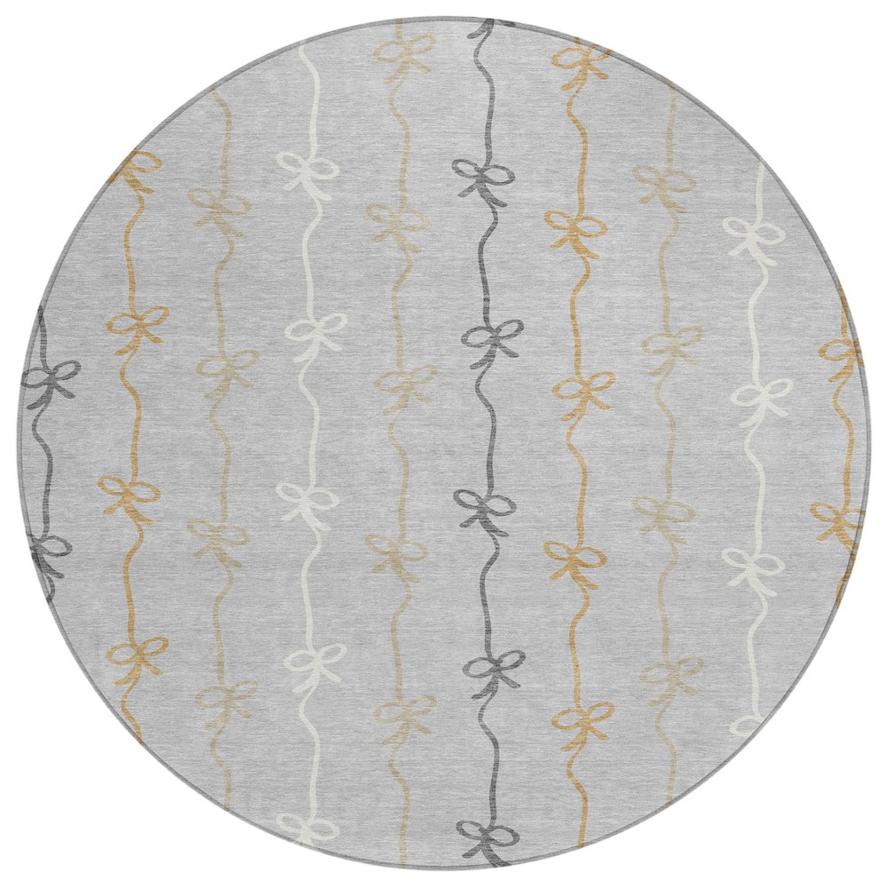 Machine Washable Indoor/Outdoor Chantille ACN2593 Gray 8' x 8' Round Rug. Picture 1